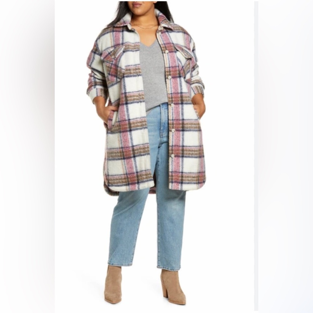 BlankNYC Longline Plaid Shirt Jacket